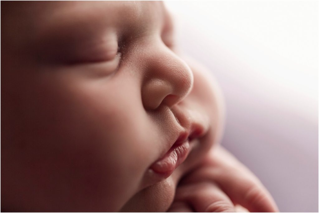 Lima Ohio Newborn Photographer Profile of newborn baby cheeks