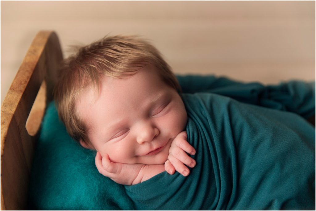Smiling Blonde Haired Baby girl Newborn Photographer Lima Ohio