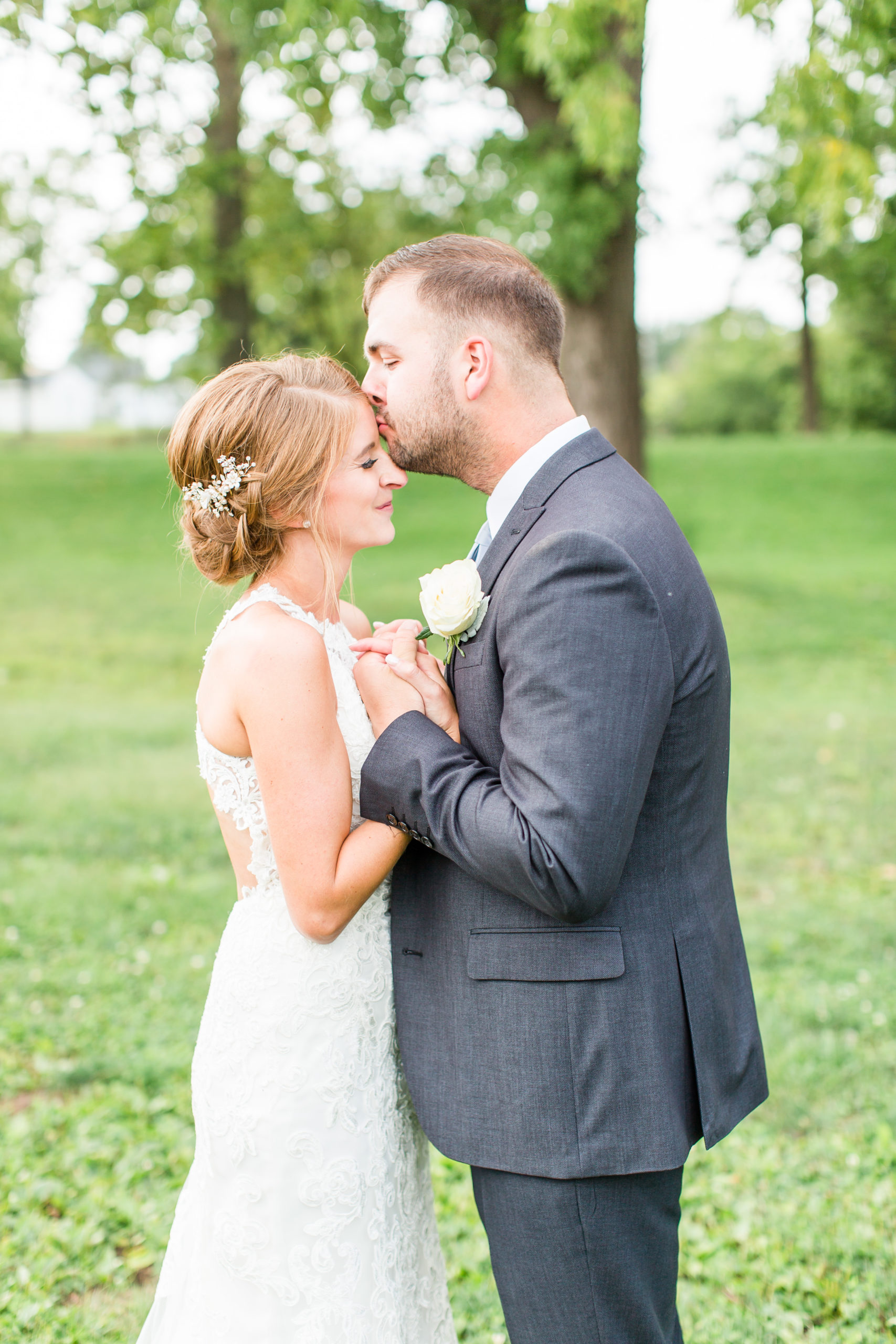 Ohio Wedding Photographer, September fall wedding Kissing forehead